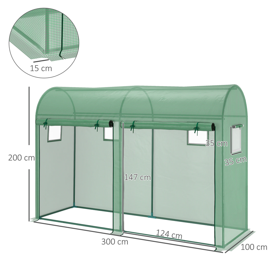 Outsunny Garden Plant Tomato Growth Greenhouse W/ Double Doors & 4 Windows  PE Cover Steel Frame Green, 3L x 1W x 2H (m)