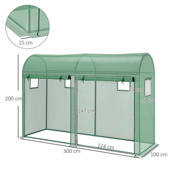 Outsunny Garden Plant Tomato Growth Greenhouse W/ Double Doors & 4 Windows  PE Cover Steel Frame Green, 3L x 1W x 2H (m)