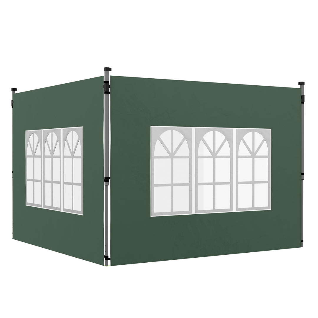 Gazebo Side Panels, Sides Replacement with Window for 3x3(m) or 3x4m Pop Up Gazebo, 2 Pack, Green