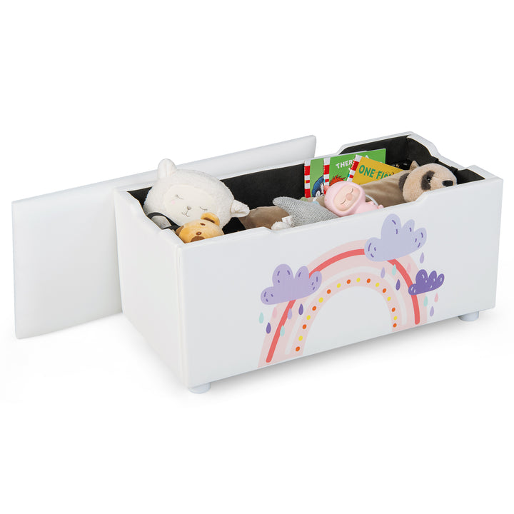 Upholstered Kids Toy Storage Box for Bedroom Nursery Playroom-White
