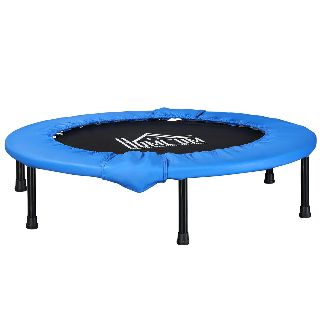 Soozier Φ96cm Foldable Mini Fitness Trampoline Home Gym Yoga Exercise Rebounder Indoor Outdoor Jumper w/ Safety Pad, Blue and Black