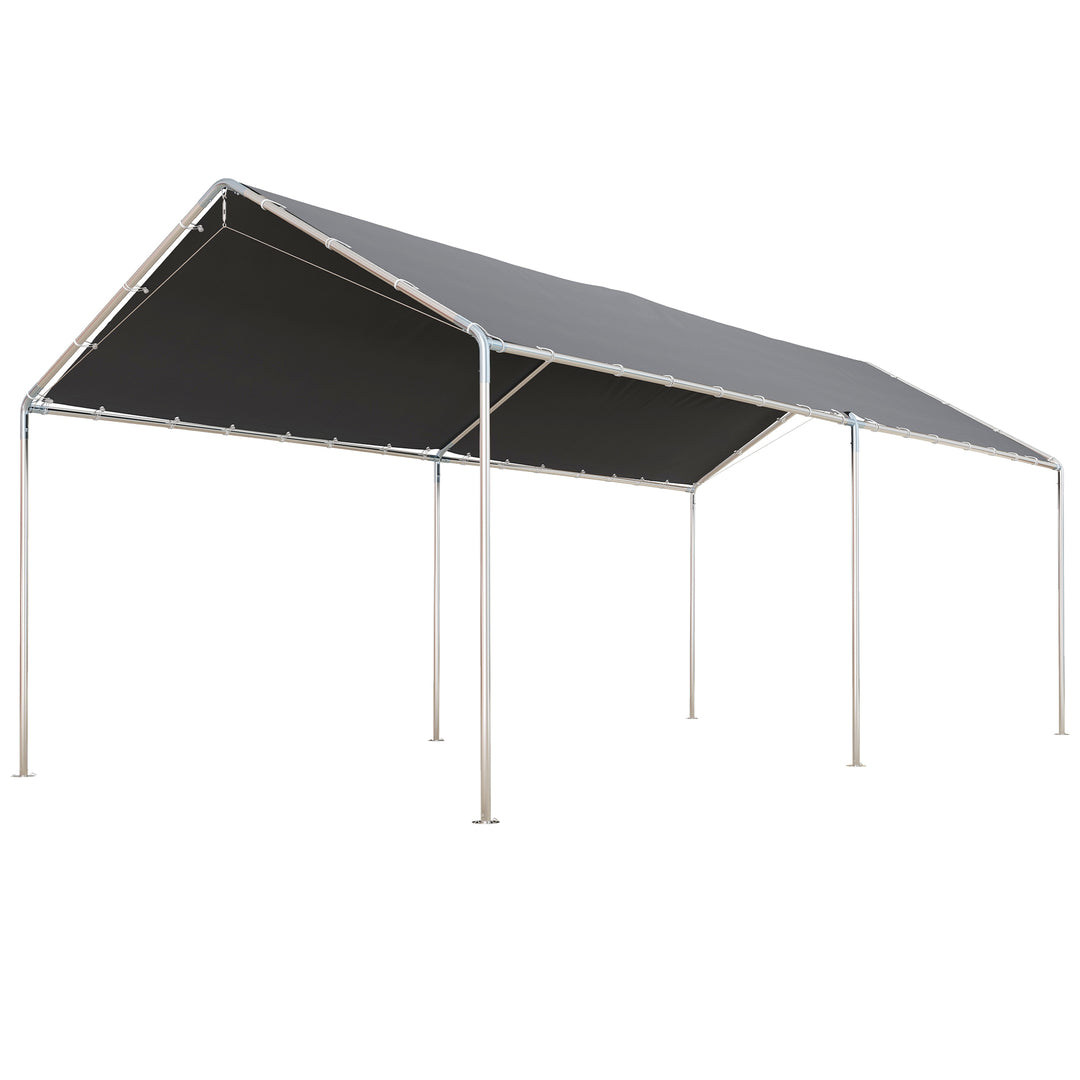 3 x 6m Heavy Duty Carport Garage Car Shelter Galvanized Steel Outdoor Open Canopy Tent Water UV Resistant Waterproof, Grey