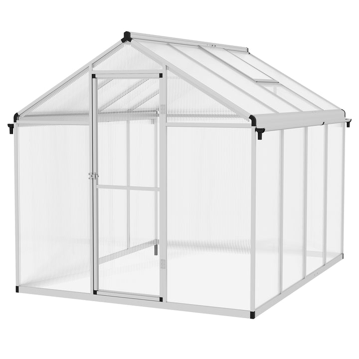 Outsunny 8x6ft Clear Polycarbonate Greenhouse Aluminium Frame Large Walk-In Garden Plants Grow