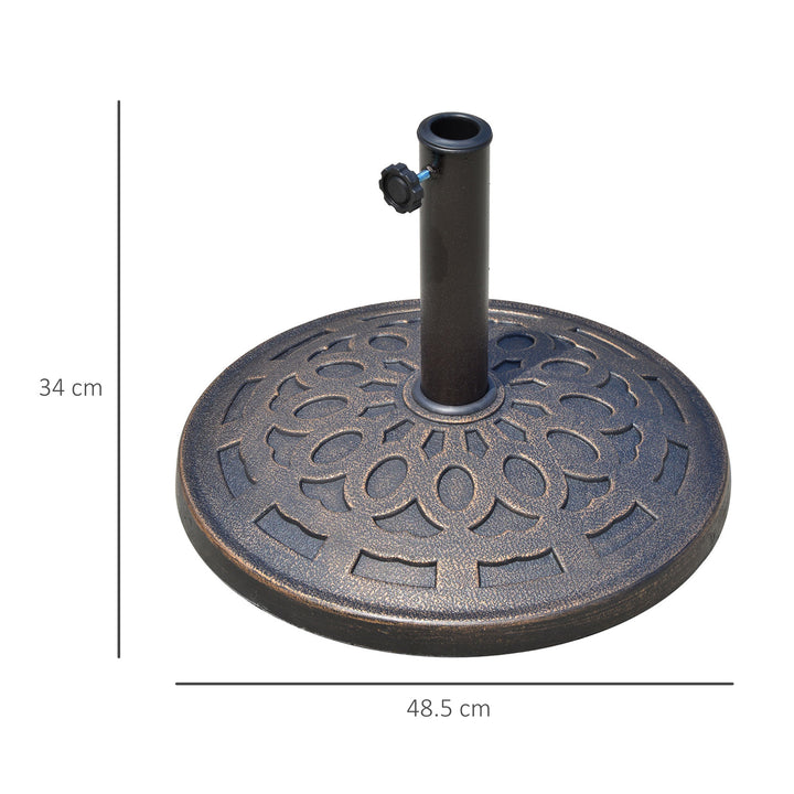 14kg Round Garden Parasol Base Holder Decorative Resin Market Umbrella Stand with Adjustable Coupler, Bronze