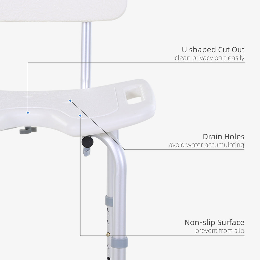 8-Level Height Adjustable Bath Stool Spa Shower Chair Aluminum w/ Non-Slip Feet, Handle for the Pregnant, Old, Injured