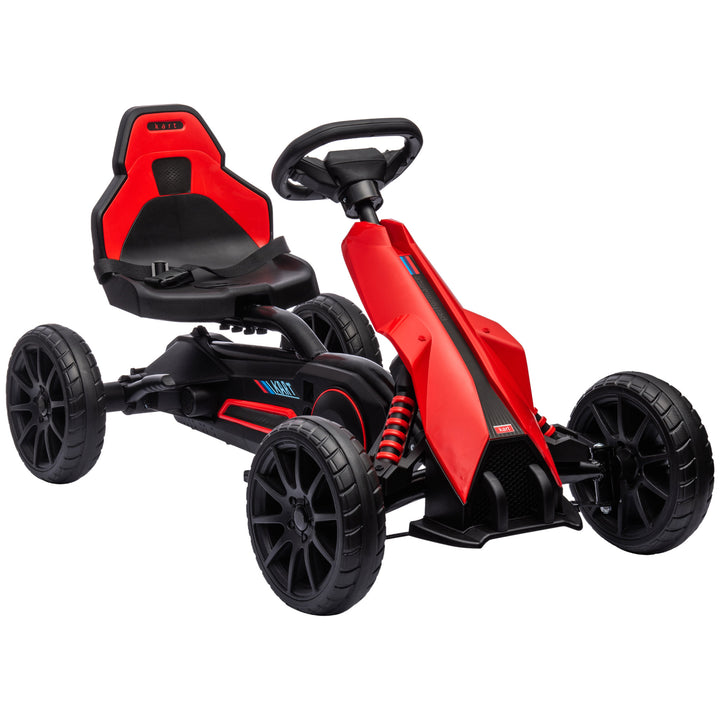 Children Pedal Go Kart, Kids Ride on Racer with Adjustable Seat, Swing Axle, Shock Absorption EVA Tyres, Handbrake, for Boys and Girls Aged 3-8 Years Old, Red