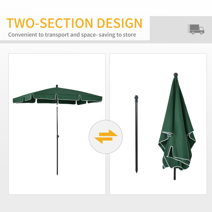 Outsunny Aluminium Sun Umbrella Parasol Patio Garden Rectangular Tilt 2M x 1.25M Green