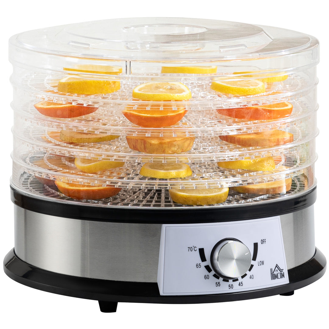 5 Tier Food Dehydrator, 250W Stainless Steel Food Dryer Machine with Adjustable Temperature for Drying Fruit, Meat, Vegetable, Silver