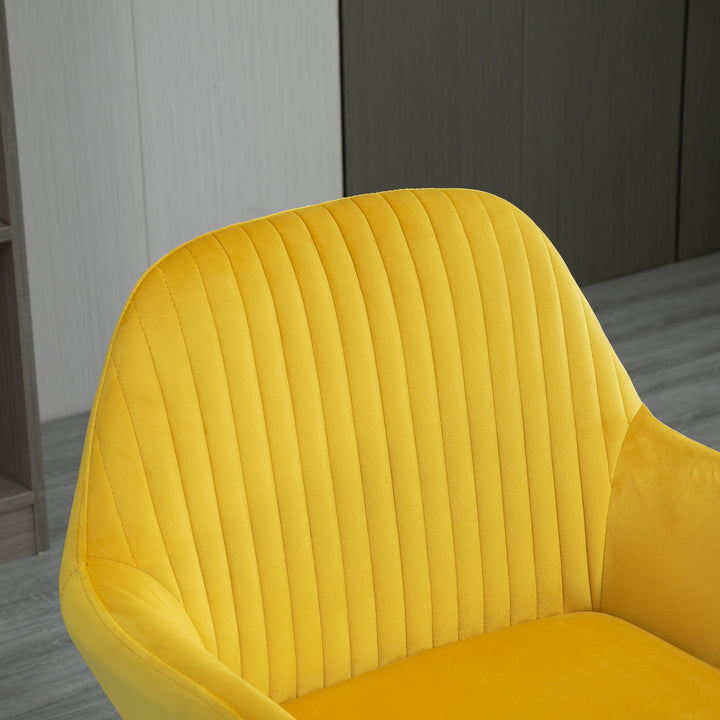 Modern Arm Chair Upholstered Accent Chair with Metal Base for Living Room Yellow