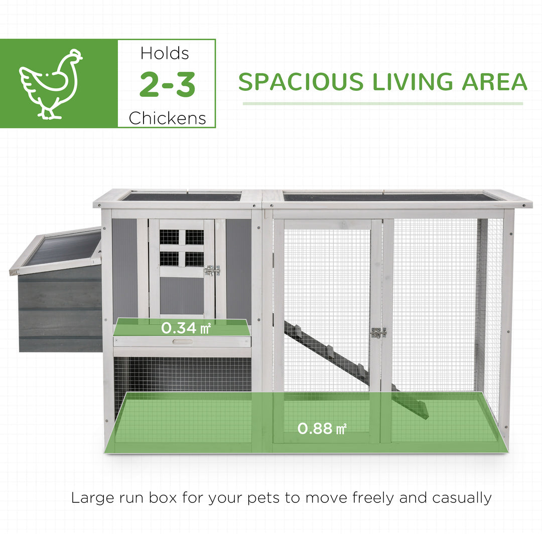 PawHut Deluxe Chicken Coop, Hen House, Wooden Poultry Cage w/ Outdoor Run, Nesting Box, Removable Tray, 162 x 76.5 x 79.5cm