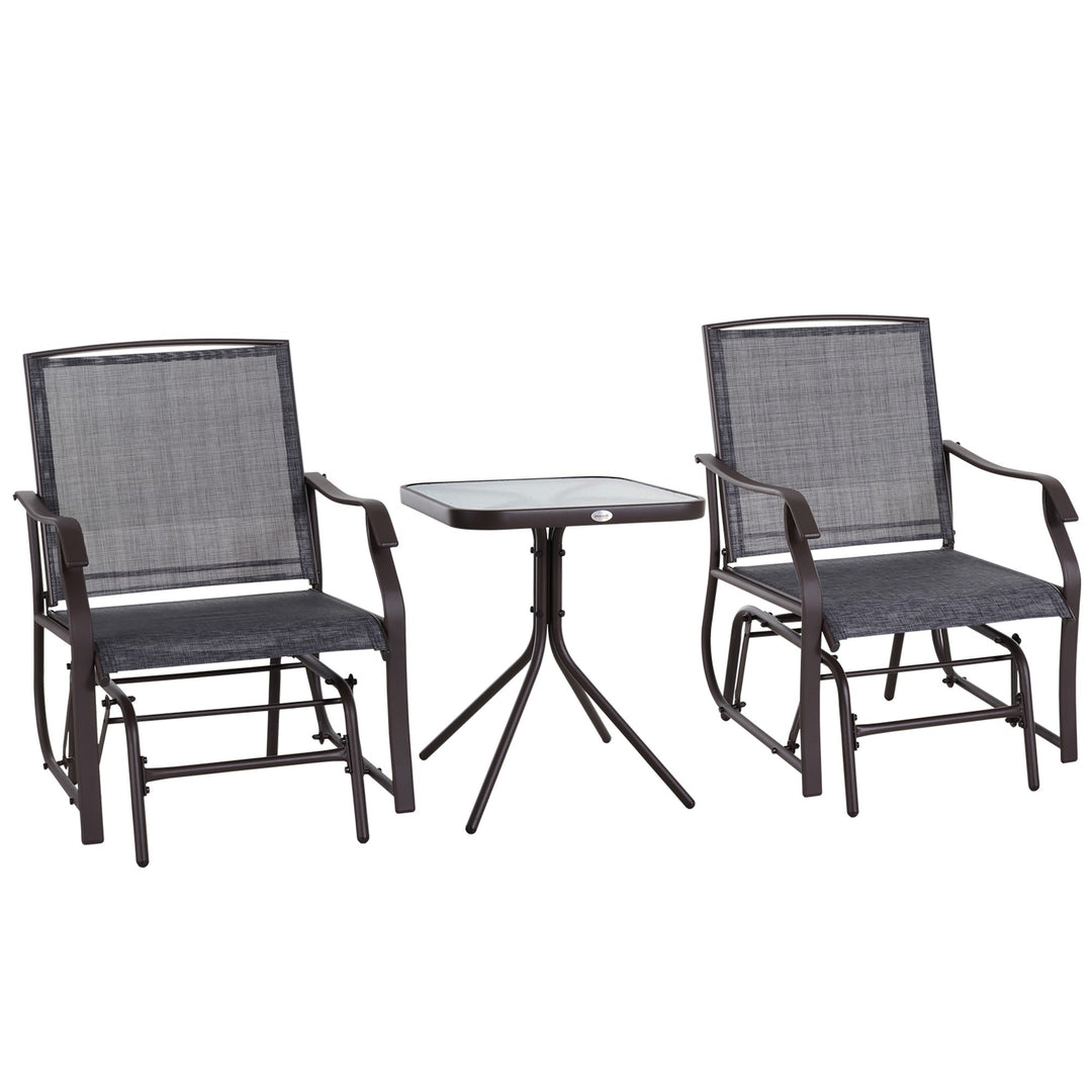 Glider Rocking Chair & Table Patio Bistro Set - Grey