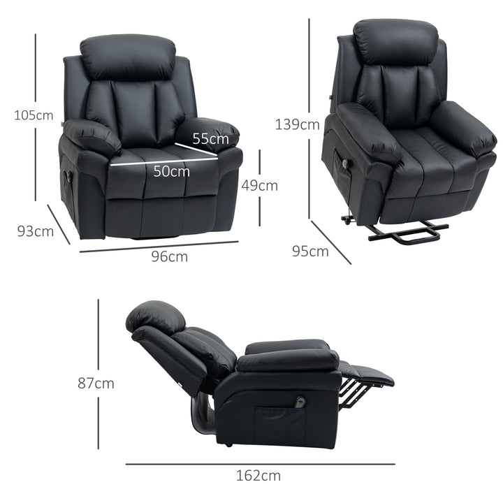 Lift Stand Assistance Chair Recliner Sofa PU Leather  Extra Padded Design Electric Power w/ Remote Black