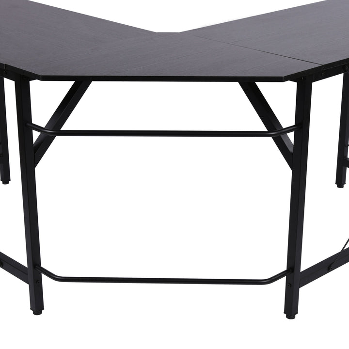 Corner Gaming Desk L-Shape Computer PC Workstation Home Office Three Worktop Writing Table 76x150cm Black