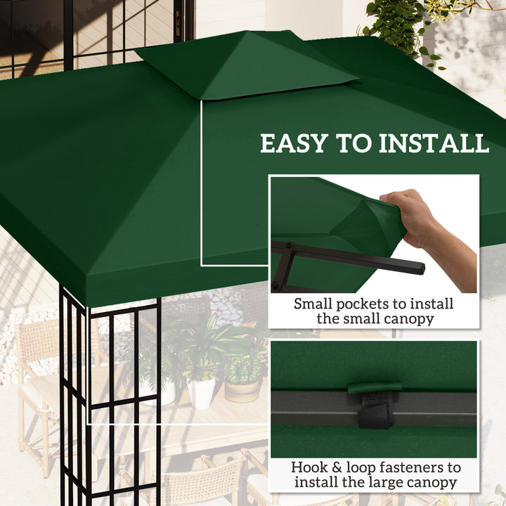 3 x 3 m Gazebo Top Cover Double Tier Canopy Replacement Pavilion Roof Dark Green