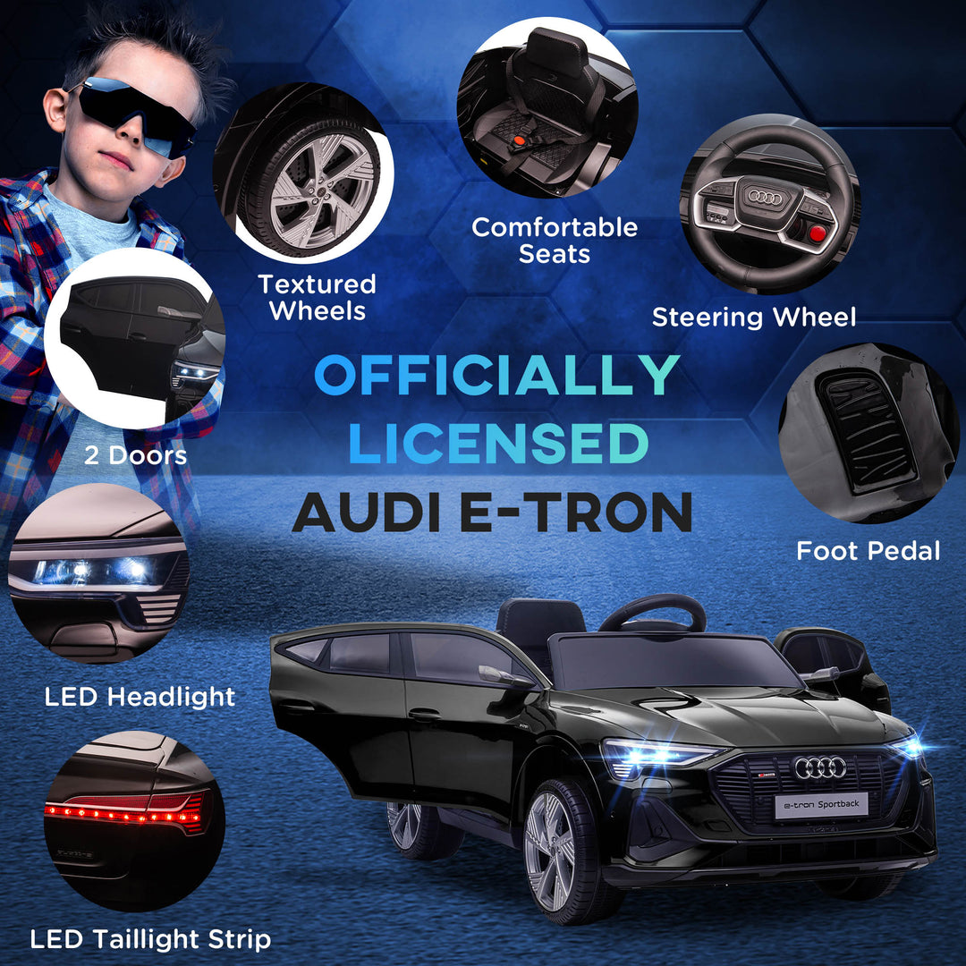 Kids Electric Ride-On Sports Car, 12V Two Motors Battery Powered Toy w/ Remote Control, Lights, Music, Horn - Black
