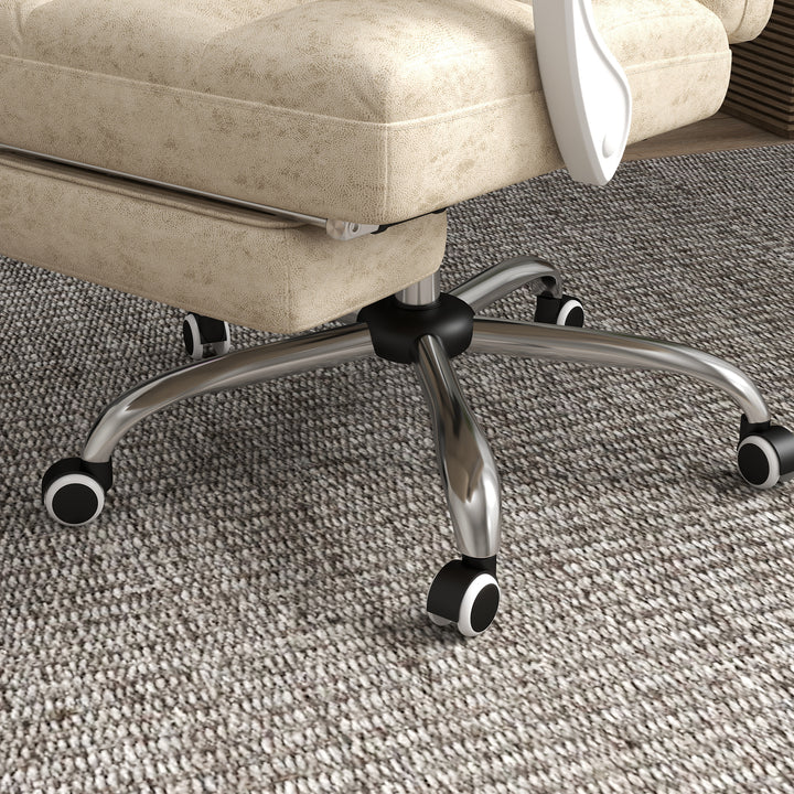 Vinsetto Executive Vibration Massage Office Chair, Microfibre Computer Chair with Armrest, 135° Reclining Back, Beige