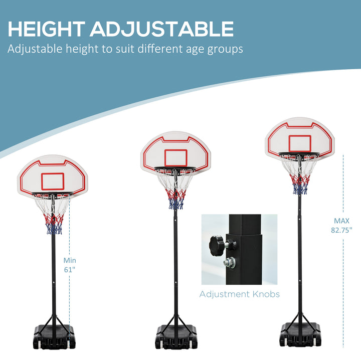 Portable Basketball Stand Net Hoop W/ Wheels-Black/White