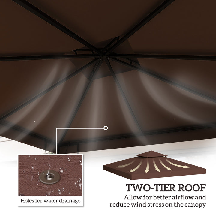 3 x 3(m) Gazebo Replacement Canopies Replacement Cover Spare Part Coffee (TOP ONLY)