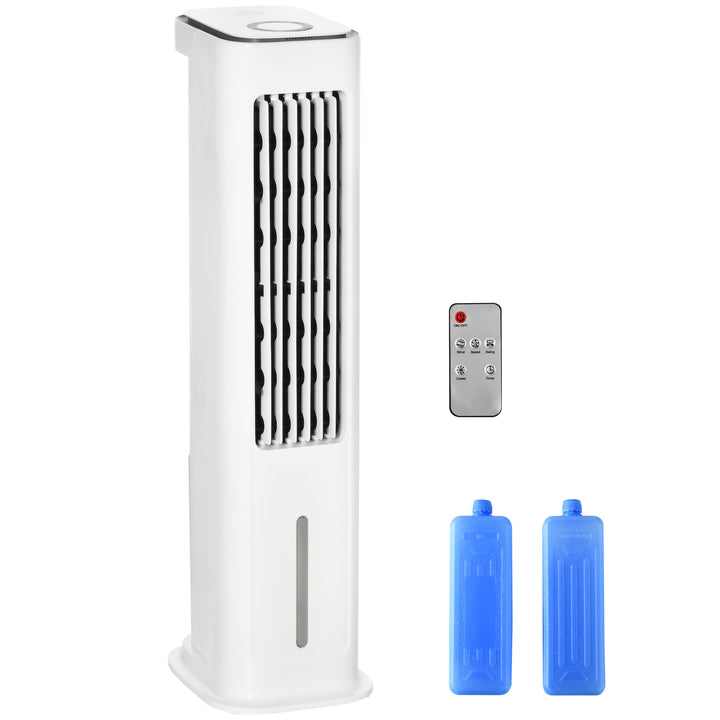 Evaporative Air Cooler, Oscillating Ice Cooling Fan with 3 Modes, 3 Speeds, Remote Control, Timer, and Oscillation, White