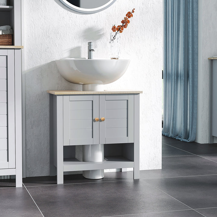 Under Sink Cabinet, Bathroom Vanity Unit, Pedestal Under Sink Design, Storage Cupboard with Adjustable Shelf, Grey