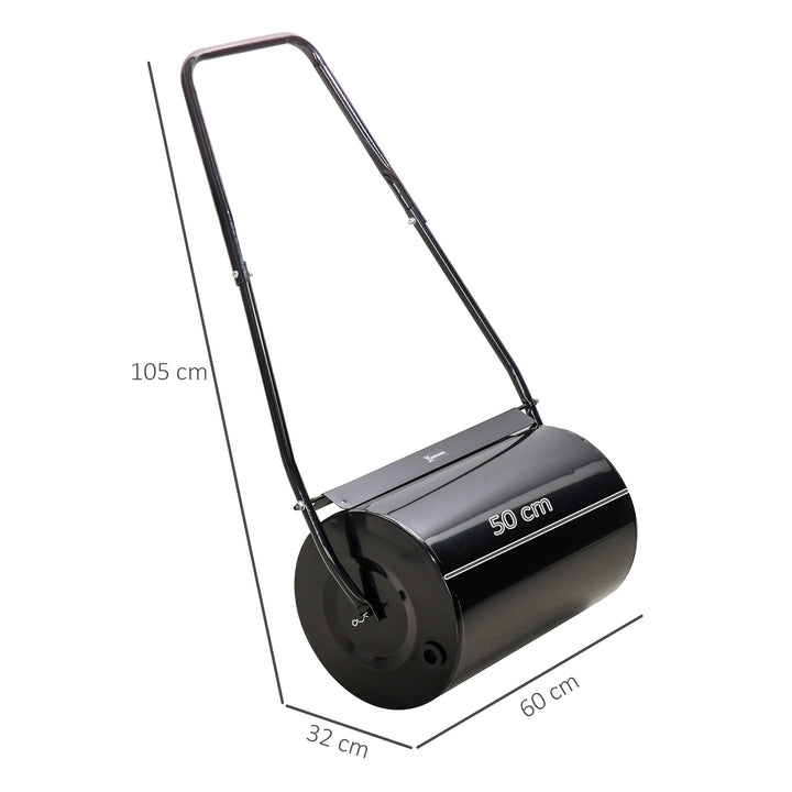 38L Heavy Duty Water or Sand Filled Garden Steel Lawn Roller - Black