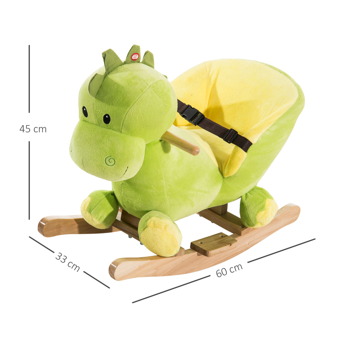 HOMCOM Kids Rocking Horse Plush Ride On Dinosaur Seat w/Seat Safety Belt, 32 Songs, Ride on Horses Toys 18 Months Up