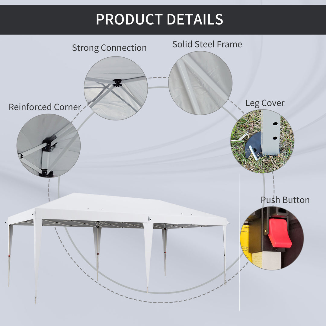 Outsunny Pop Up Gazebo, Double Roof Foldable Canopy Tent, Wedding Awning Canopy w/ Carrying Bag, 6 m x 3 m x 2.65 m, White