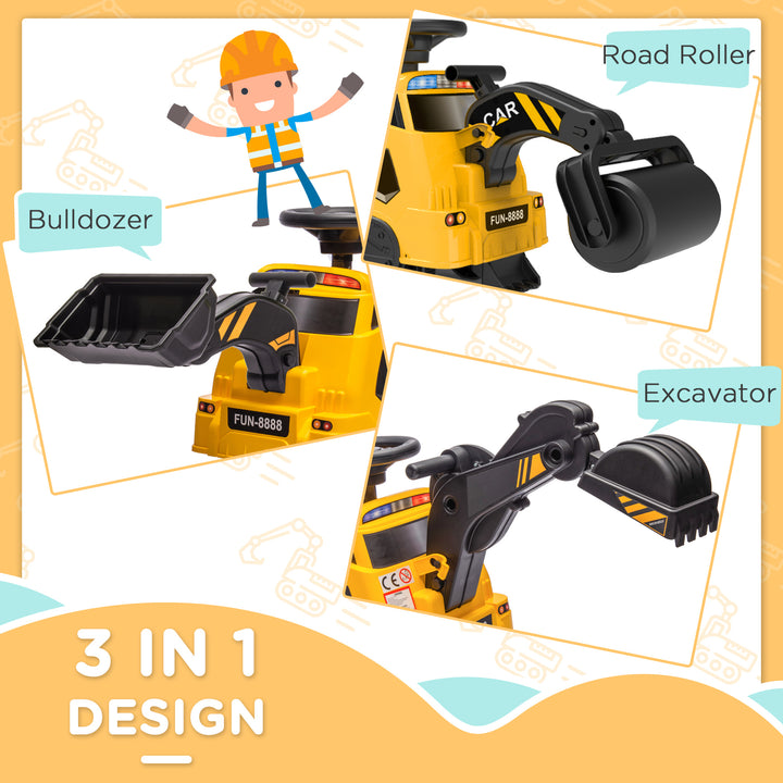 Ride on Tractor, Pretend Play Construction Truck-Yellow