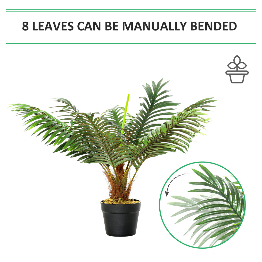 Artificial Palm Tree Decorative Plant 8 Leaves with Nursery Pot, Fake Tropical Tree for Indoor Outdoor Décor, 60cm