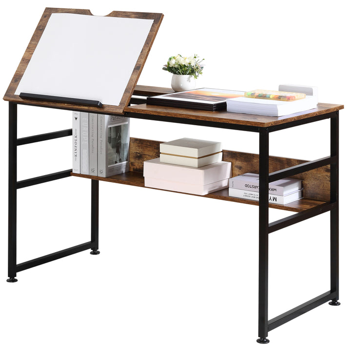 Adjustable Drafting Table Art Desk Drawing Table, Craft Desk Workstation for Painting, Multifunctional Writing Desk w/ 15-Level Tabletop