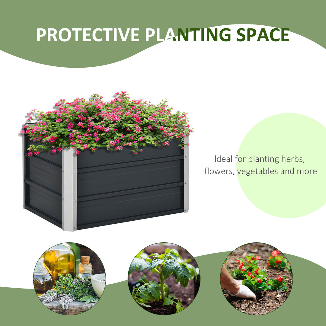 Raised Garden Bed, Elevated Metal Planter Box w/ Installation Gloves for Backyard, Patio to Grow Vegetables, Herbs, and Flowers, Grey