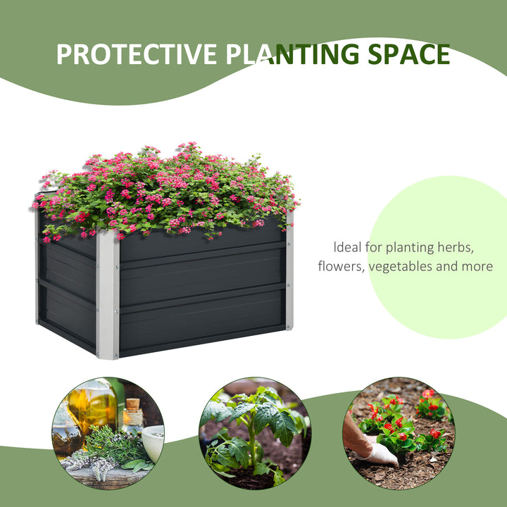 Raised Garden Bed, Elevated Metal Planter Box w/ Installation Gloves for Backyard, Patio to Grow Vegetables, Herbs, and Flowers, Grey