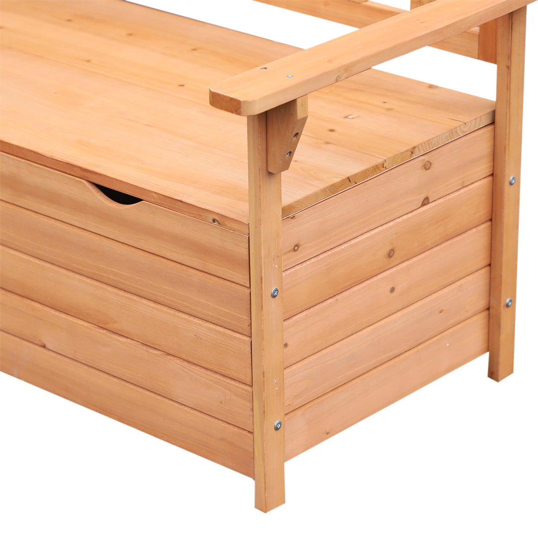 Outdoor Garden Storage Bench Patio Box All Weather Deck Fir Wood Solid Seating