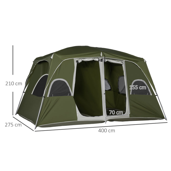 Camping Tent, Family Tent 4-8 Person 2 Room, with Large Mesh Windows, Easy Set Up for Backpacking Hiking Outdoor, Green