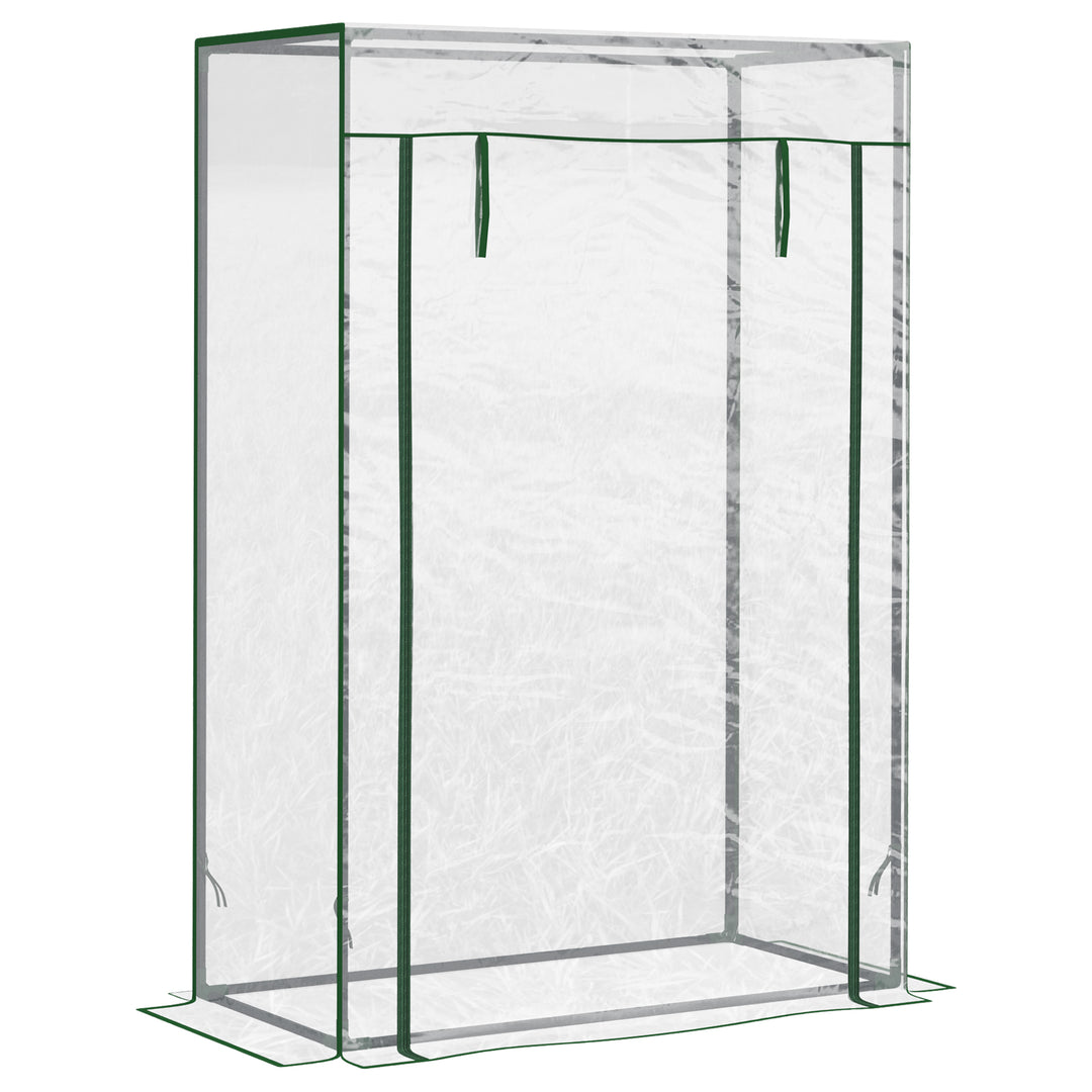 Outsunny 100 x 50 x 150cm Greenhouse Steel Frame PVC Cover with Roll-up Door Outdoor for Backyard, Balcony, Garden, Transparent