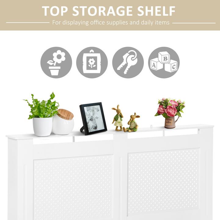 Wooden Radiator Cover Heating Cabinet Modern Home Furniture Grill Style White Painted (Large)