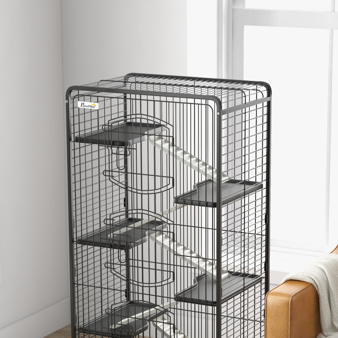 PawHut Five-Level Removable Small Animal Cage, 131cm - Black