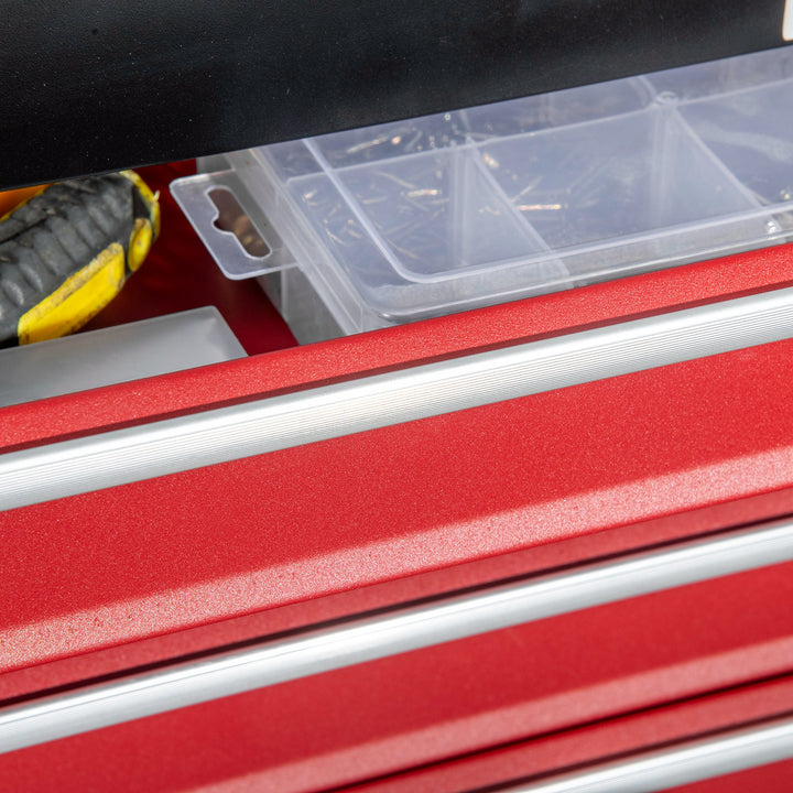 DURHAND 4 Drawer Tool Chest, Lockable Metal Tool Box with Ball Bearing Runners, Portable Toolbox, 510mm x 220mm x 395mm