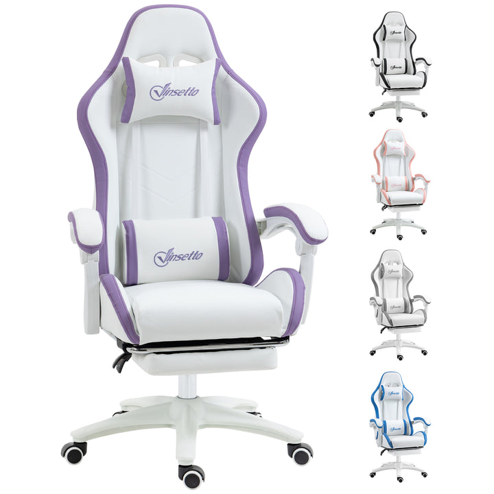 Vinsetto Racing Gaming Chair, Reclining PU Leather Computer Chair with 360 Degree Swivel Seat, Purple