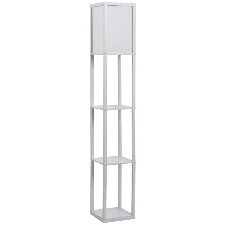 Standing Lamp, Floor Light with 4-Tier Storage Shelf, Reading Standing Lamp White