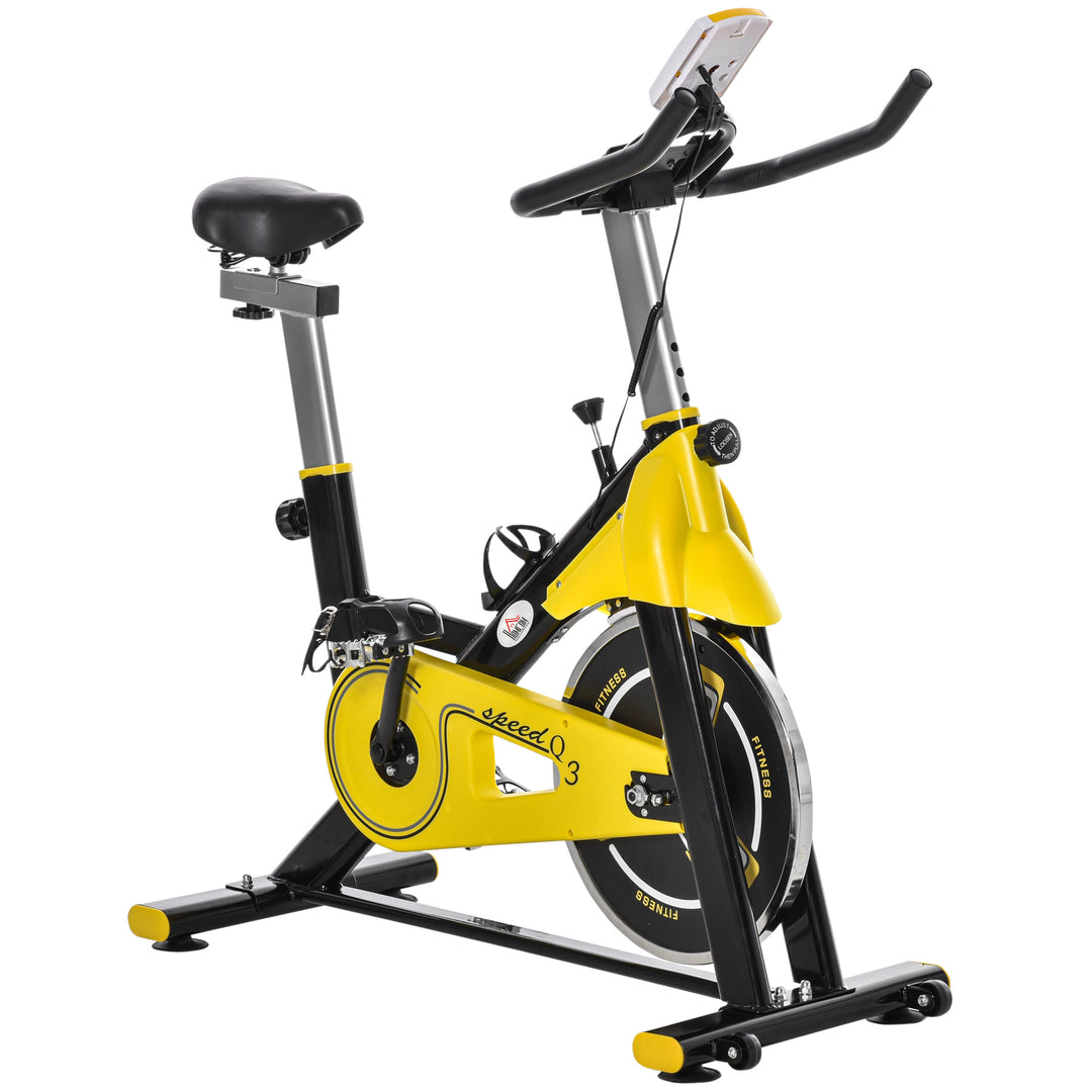 HOMCOM Cardio Exercise Bike Indoor Cycling Bike with Belt Drive Adjustable Resistance Seat Handlebar LCD Display Home Gym Upright Bike