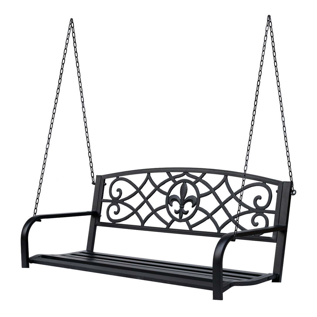 Outdoor Porch Swing Seat Bench with Chains for the Yard, Deck, &amp; Backyard, Black