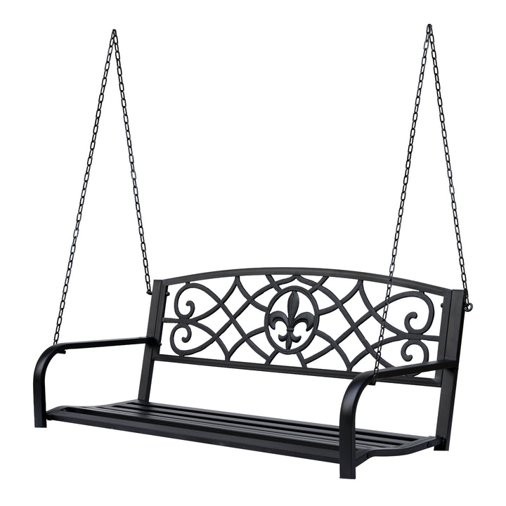 Outdoor Porch Swing Seat Bench with Chains for the Yard, Deck, &amp; Backyard, Black