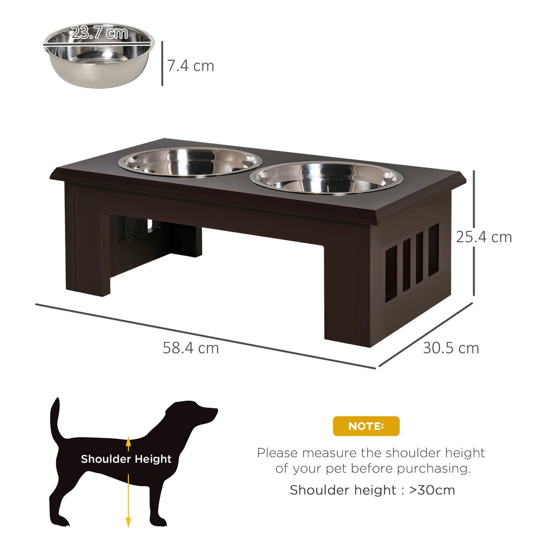 Pawhut Stainless Steel Pet Feeder, 58.4Lx30.5Wx25.4H cm-Brown