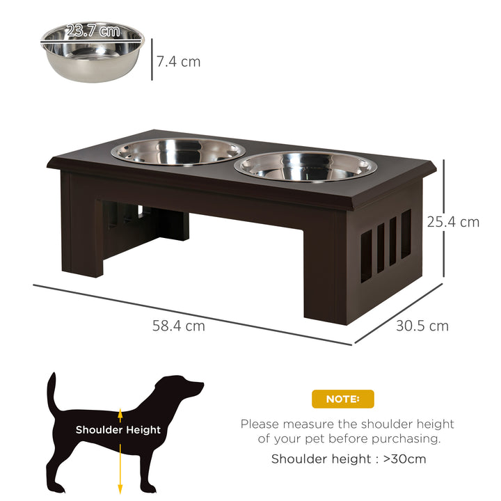Pawhut Stainless Steel Pet Feeder, 58.4Lx30.5Wx25.4H cm-Brown
