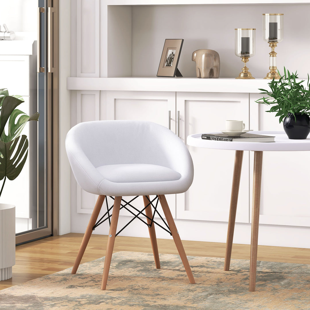 Faux Leather Lounge Chair W/Solid Wooden Legs-White