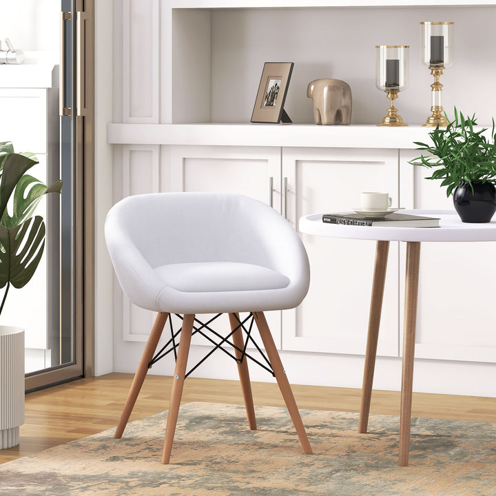 Faux Leather Lounge Chair W/Solid Wooden Legs-White
