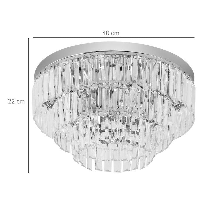 Round Crystal Ceiling Light 7 Lights Chandelier Mounted Fixture