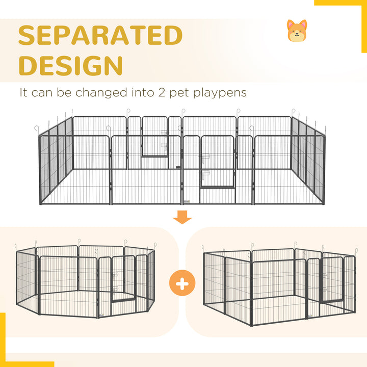 Heavy Duty Puppy Playpen, for Small and Medium Dogs, Indoor and Outdoor Use - Grey