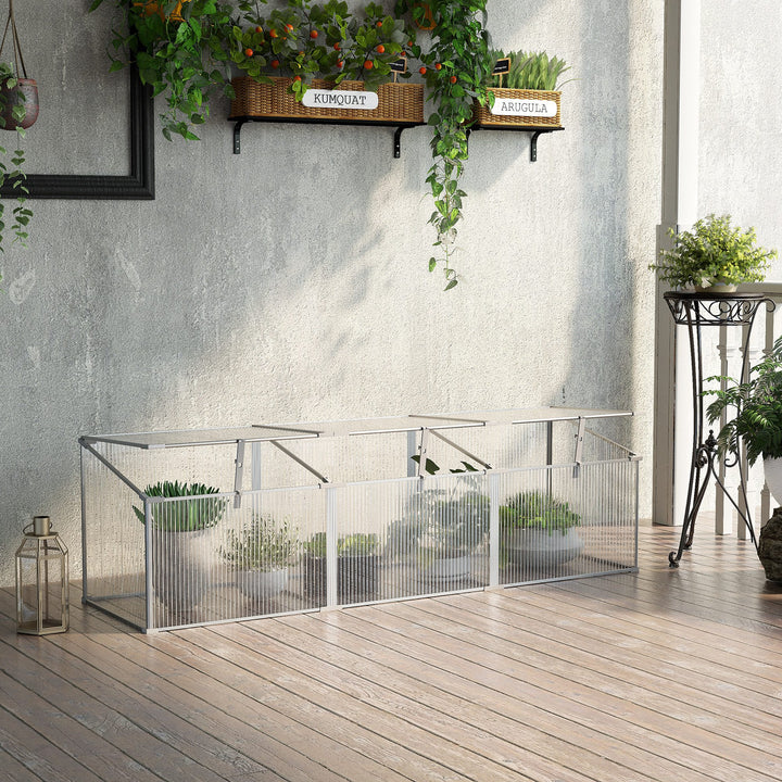 Outdoor Greenhouse Polycarbonate Grow House Flower Vegetable Plants Raised Bed Garden Aluminium Cold Frame 180 x 51 x 51 cm